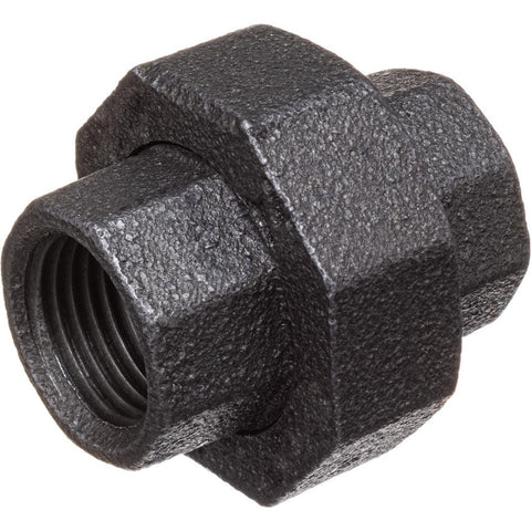 Black Pipe Fittings: Union, 1/4", NPT, Malleable Iron