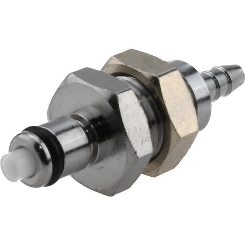 1/8" Inside Tube Dia, Brass, Quick Disconnect, Hose Barb Valved Panel Mount Coupling Insert