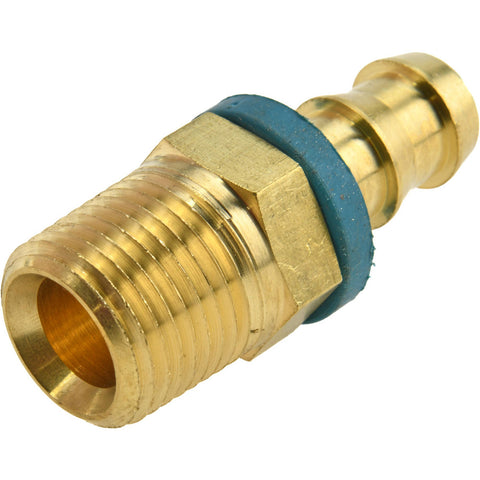 Barbed Push-On Hose Male Connector: 1/2-14 NPT, Brass, 1/2" Barb