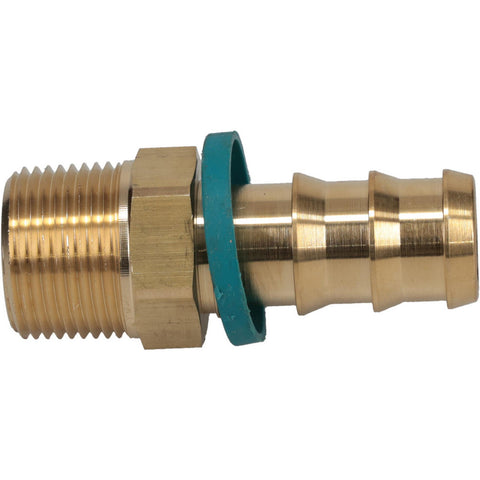 Barbed Push-On Hose Male Connector: 3/4-14 NPT, Brass, 3/4" Barb
