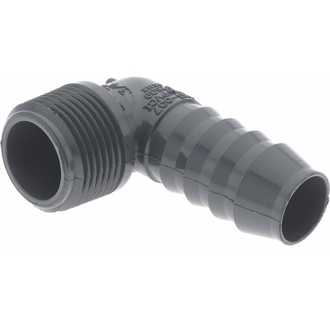 Barbed Tube Elbow: 3/4" Barbs, 3/4" MIPT