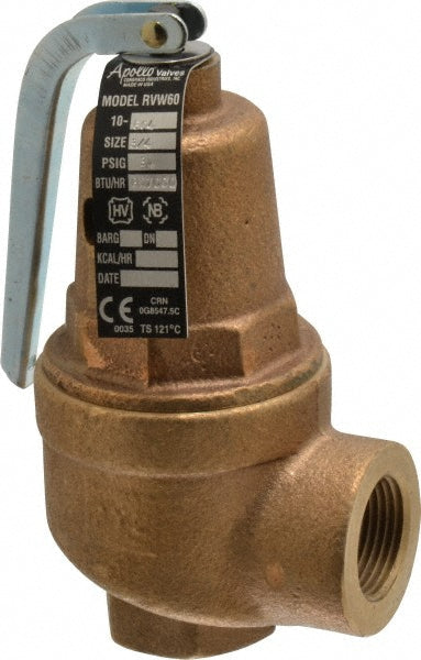 ASME Safety Relief Valve: 3/4" Inlet, 30 Max psi