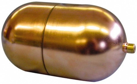 4" Dia x 7" Long, Oblong, Tubed Through Connection, Metal Float