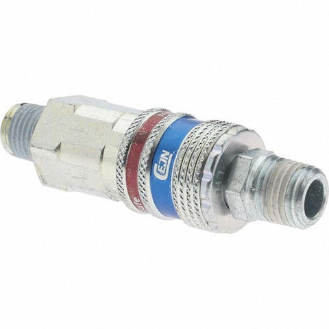 2 Piece 1/4" Body 1/4 NPT 150 psi Brass/Steel Industrial Pneumatic Coupling Plug Set