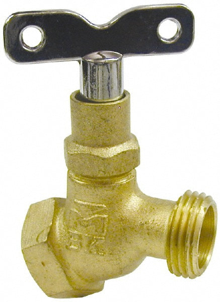 3/4" Pipe, 125 psi WOG Rating, Brass Hose Bibb, Stop Valve