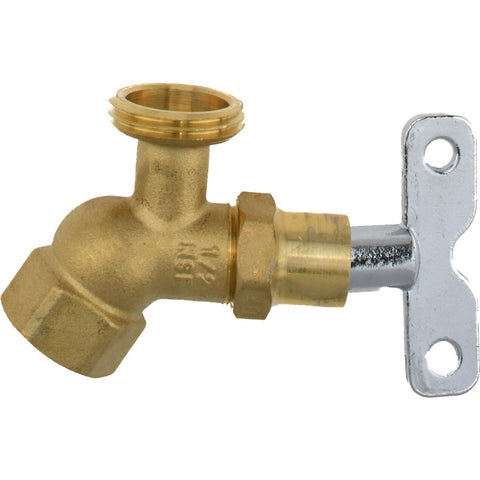 1/2" Pipe, 125 psi WOG Rating, Brass Hose Bibb, Stop Valve
