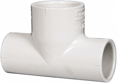 3/4 x 3/4 x 1" PVC Plastic Pipe Reducing Tee