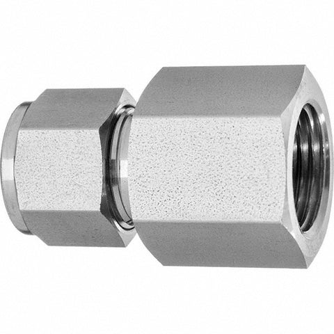 Compression Tube Connector: 1/4" Tube OD, Compression x FNPT