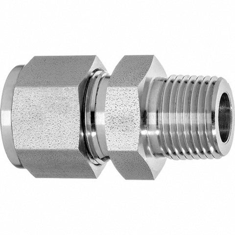 Compression Tube Connector: 3/8" Tube OD, Compression x MNPT