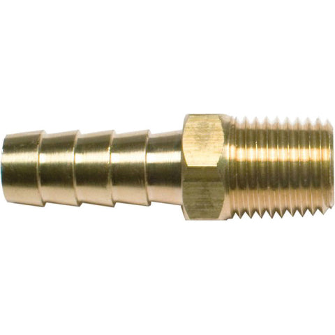 Barbed Hose Fitting: 3/8" ID Hose, Barbed Brass Threaded & NPT Male