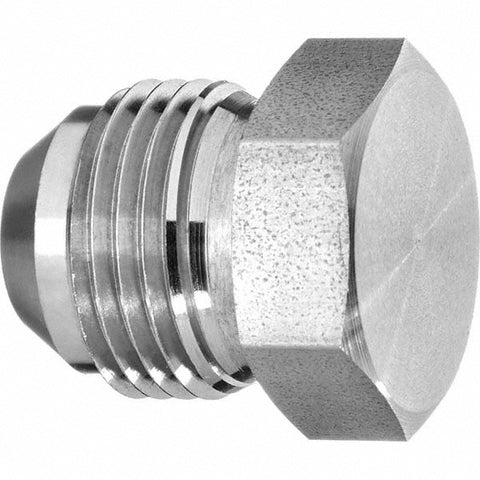 Stainless Steel Flared Tube Plug: 3/4" OD, 1-1/16-14 Thread, 37 deg Flared Angle
