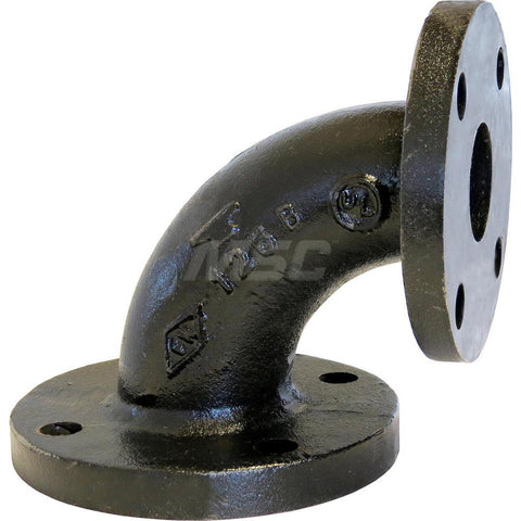 Black 90 deg Flanged Elbow: 3 x 2-1/2", 125 psi, Thread x Thread