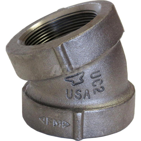 Black 22-1/2 deg Elbow: 3/4", 125 psi, Thread x Thread