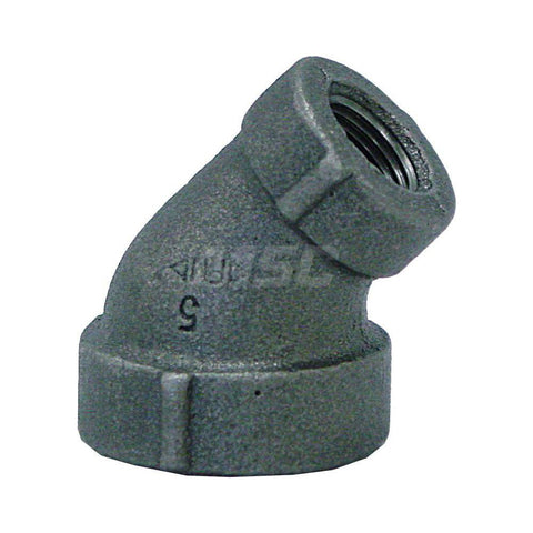 Black 45 deg Elbow: 1 x 1/2", 125 psi, Thread x Thread
