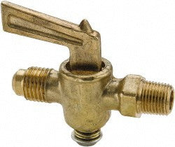 1/8" Pipe, 1/4" Tube, Flare to Male Pipe Drain Cock & Shutoff Valve
