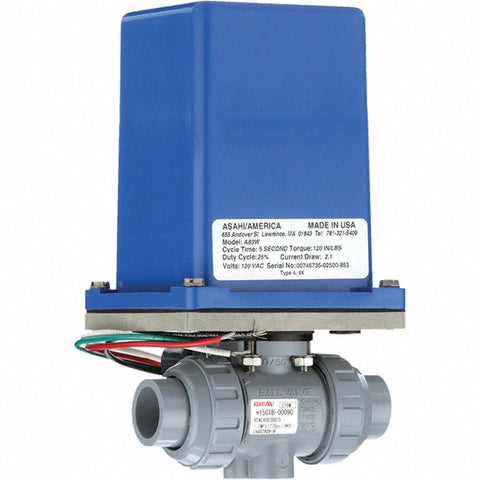 Motorized Automatic Ball Valve: 1/2" Pipe, Chlorinated polyvinyl chloride