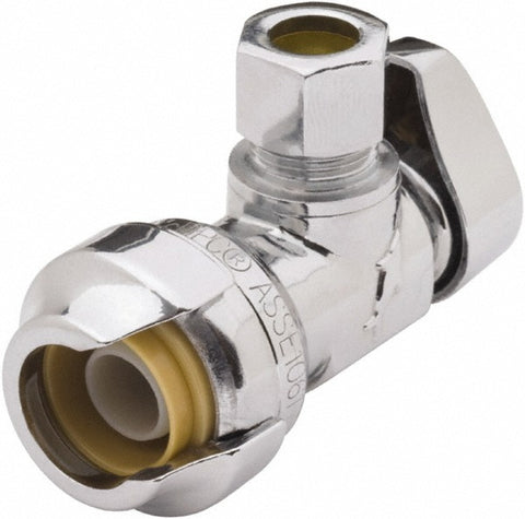 1/2 & 3/8" Pipe, 200 psi WOG Rating, Brass Angle Stop Valve