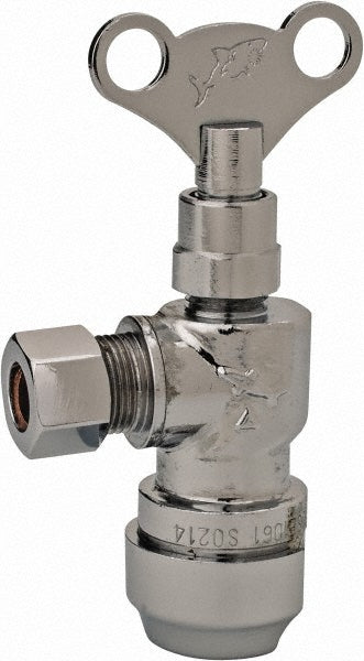 1/2 & 3/8" Pipe, 200 psi WOG Rating, Brass Angle Stop Valve
