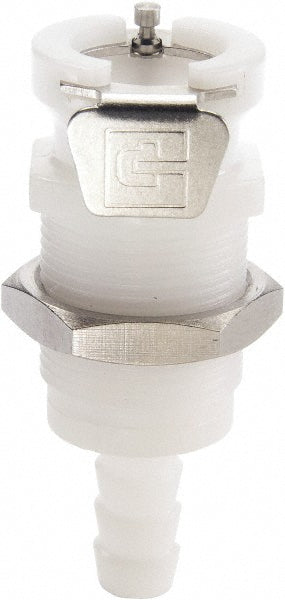 1/8" Nominal Flow, 1/4" ID, Hose Barb Valved Panel Mount Coupling Body