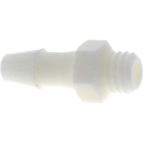 Barbed Tube Male Connector: Single Barb, 1/8" Barb, 10-32 UNF Male