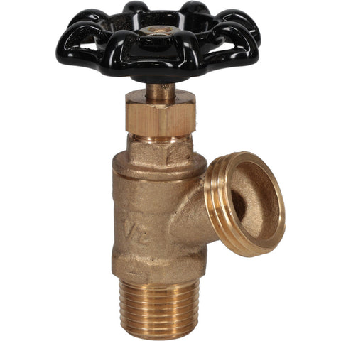1/2 Inch Pipe, Brass, MNPT x GHT End Connection, Boiler Drain Valve