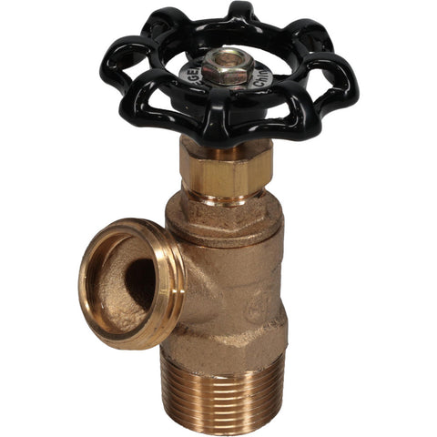 3/4 Inch Pipe, Brass, MNPT x GHT End Connection, Boiler Drain Valve