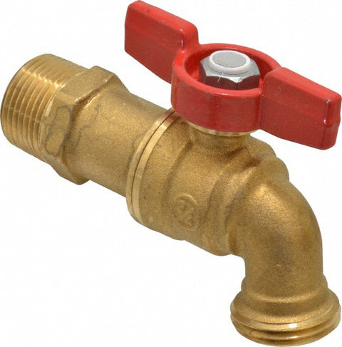 3/4 Inch Pipe, 125 psi WOG Rating, Brass Hose Bibb, Stop Valve