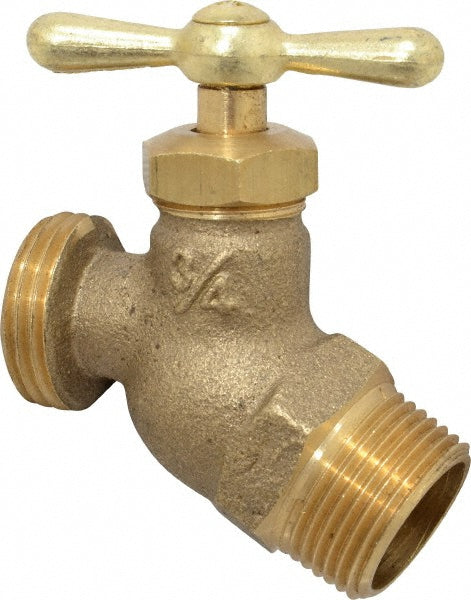 3/4" Pipe, 125 psi WOG Rating, Brass Hose Bibb, Stop Valve