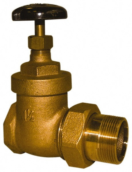 1/2" Pipe, 200 psi WOG Rating, FNPT x Male Union End Connections, Handwheel Steam Gate Radiator Valve
