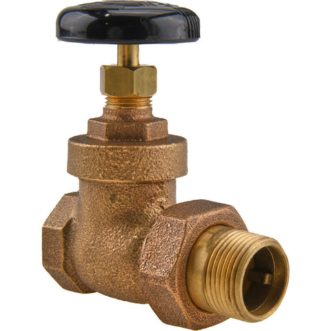 1" Pipe, 200 psi WOG Rating, FNPT x Male Union End Connections, Handwheel Steam Gate Radiator Valve