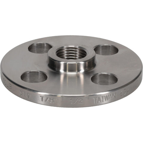 1/2" Pipe, 3-1/2" OD, Stainless Steel, Threaded Pipe Flange