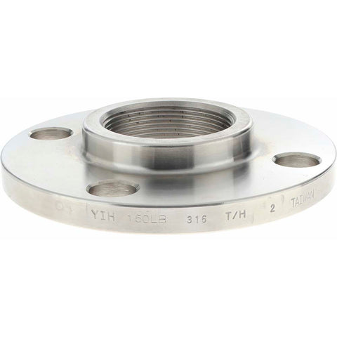 2" Pipe, 6" OD, Stainless Steel, Threaded Pipe Flange