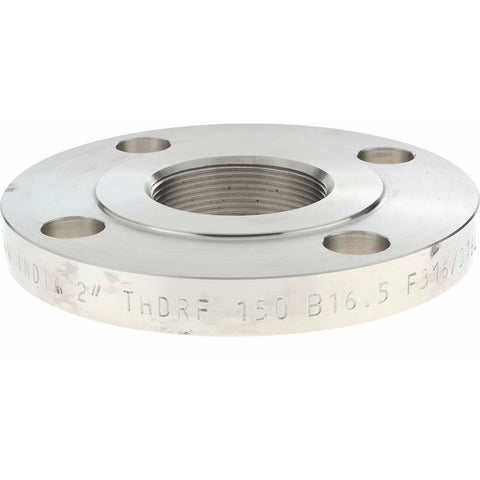 2" Pipe, 6" OD, Stainless Steel, Threaded Pipe Flange