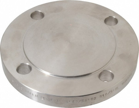 3" Pipe, 7-1/2" OD, Stainless Steel, Blind Pipe Flange
