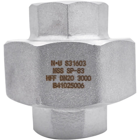 Pipe Union: 1/2", 316 & 316L Stainless Steel