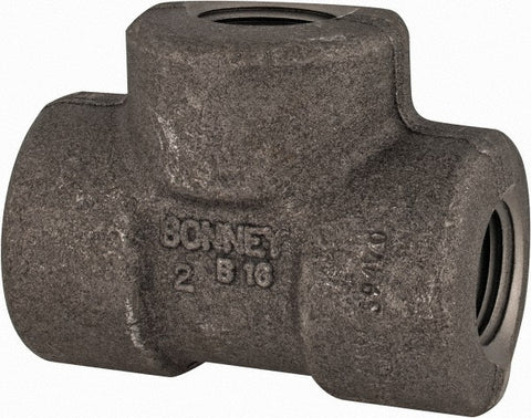 Black Pipe Fittings: Tee, 1/2", Threaded, Forged Carbon Steel