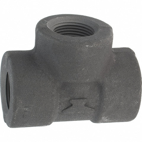 Black Pipe Fittings: Tee, 3/4", Threaded, Forged Carbon Steel