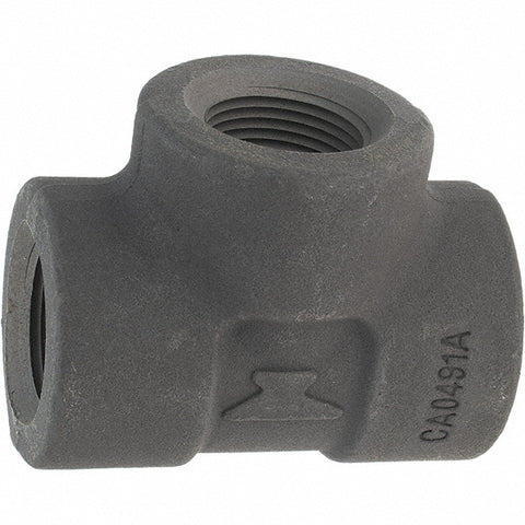 Black Pipe Fittings: Tee, 1", Threaded, Forged Carbon Steel