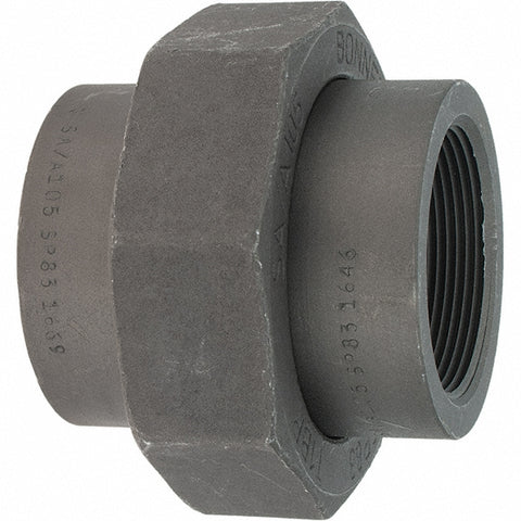 Black Pipe Fittings: Union, 2", Threaded, Forged Carbon Steel