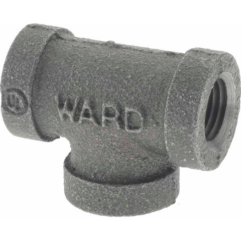 Black Pipe Fittings: Tee, 1/4", Threaded, Malleable Iron