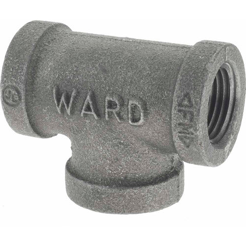 Black Pipe Fittings: Tee, 1/2", Threaded, Malleable Iron