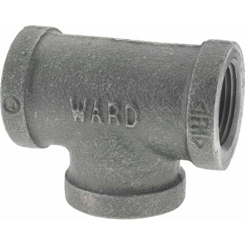 Black Pipe Fittings: Tee, 3/4", Threaded, Malleable Iron