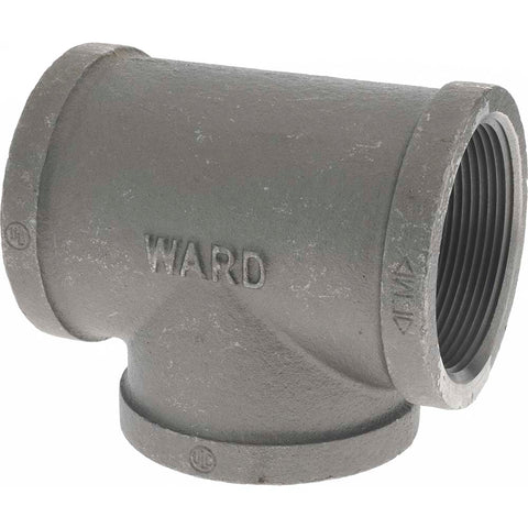 Black Pipe Fittings: Tee, 3", Threaded, Malleable Iron