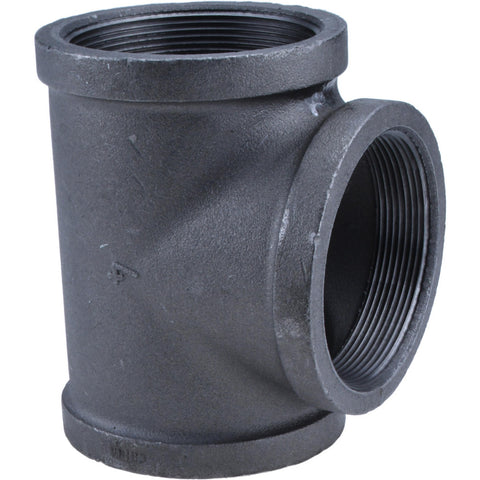 Black Pipe Fittings: Tee, 4", Threaded, Malleable Iron