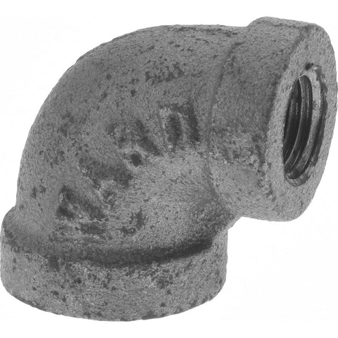 Black 90 deg Reducing Elbow: 3/8 x 1/4", Threaded