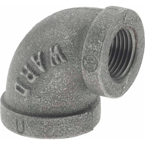 Black 90 deg Reducing Elbow: 1/2 x 3/8", Threaded