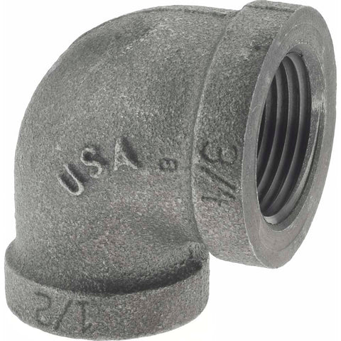 Black 90 deg Elbow: 3/4 x 1/2", Threaded