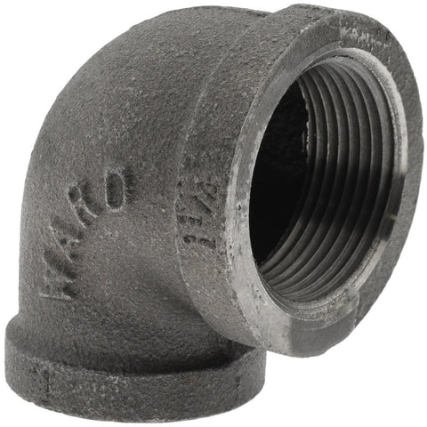 Black 90 deg Reducing Elbow: 1-1/4 x 1", Threaded