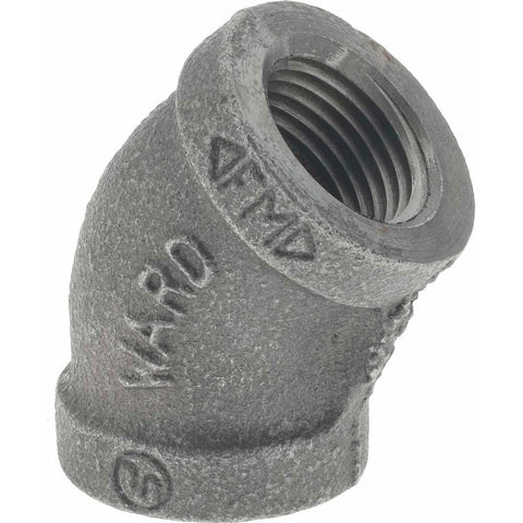 Black 45 deg Elbow: 1/2", Threaded