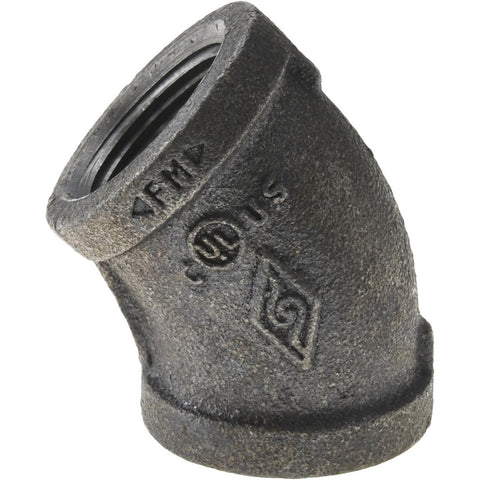 Black 45 deg Elbow: 3/4", Threaded